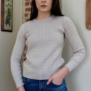 Classic Neutral Cable Knit Sweater Size PM
